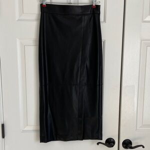 LOFT Faux Leather Black Pencil Skirt Size 2